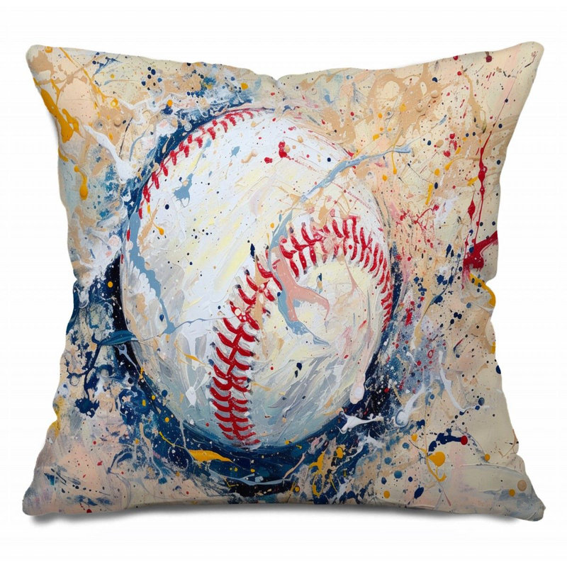 Coussin Baseball, coussins en coton sport, H 14 po x l 14 po