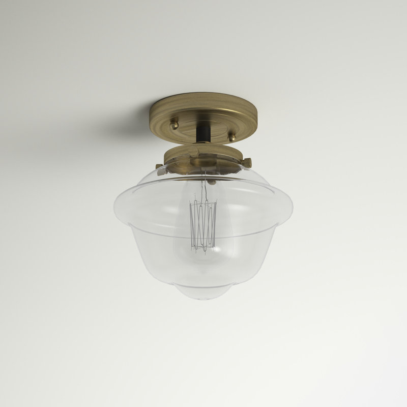 Plafonnier semi-encastré 1 lumière 7,5 po Baptiste, Blanc mat, DEL, Nickel satiné brossé