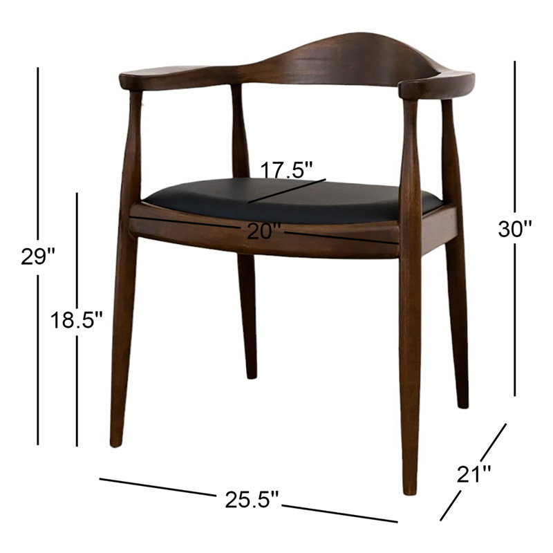 Chaise avec accoudoirs en bois massif Kuo, Noir