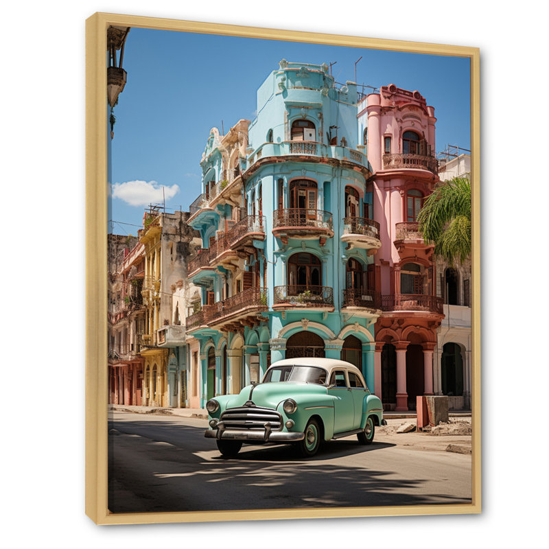 «Dampierre Cuba Havana Architecture», art mural paysage de Cuba, H 32 po x l 16 po x P 1 po, Cadre naturel flottant