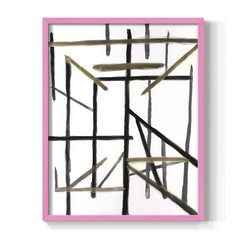 Edifice II Framed Print - Solid Wood, 11" H x 9" W, Pink Framed