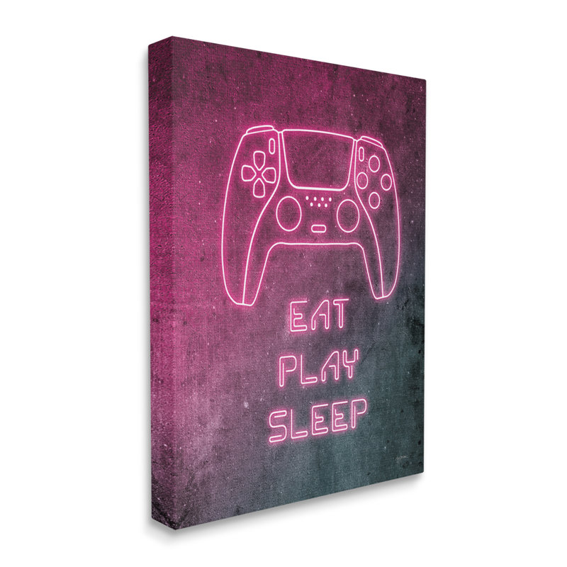 «Eat Play Sleep Pink Gamer» par Mary Urban - impression sur toile tendue, H 20 po x l 16 po x P 1,5 po