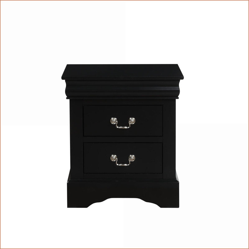 Platinum 2-Drawer Traditional Nightstand for Bedroom, Silver