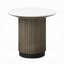 Table de bout Jeh, plateau rond blanc de 22 po, base cannelée, brun chêne