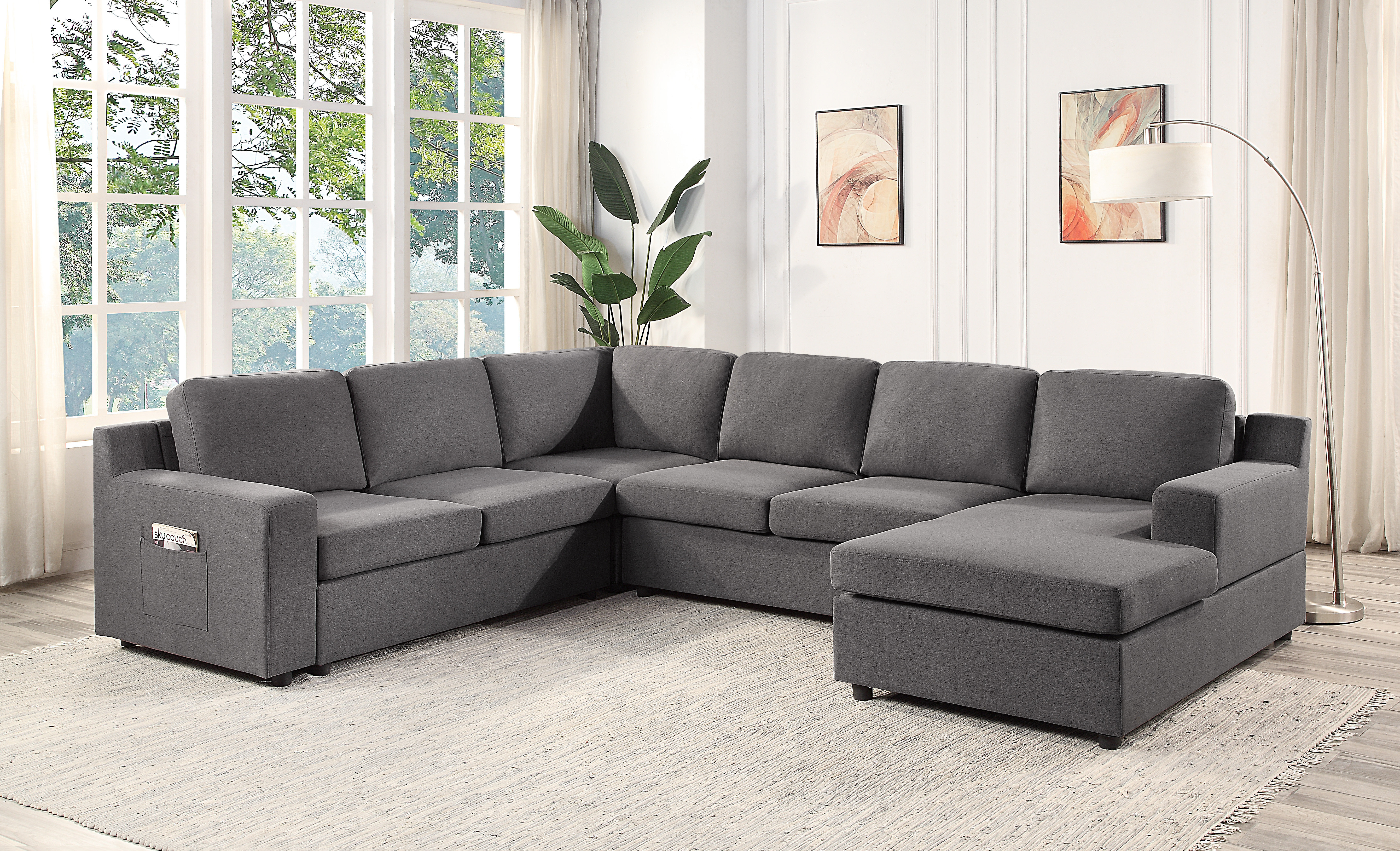 Lilola Home Brayden Light Gray Fabric Sectional