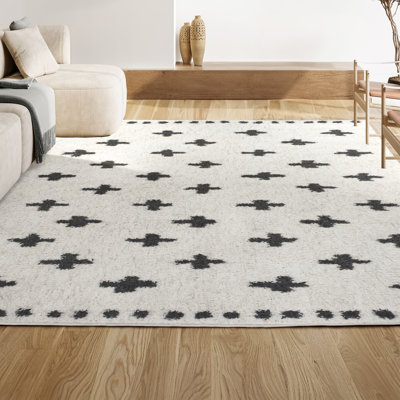 Cristo Berber Geometric Shag White/Grey Rug