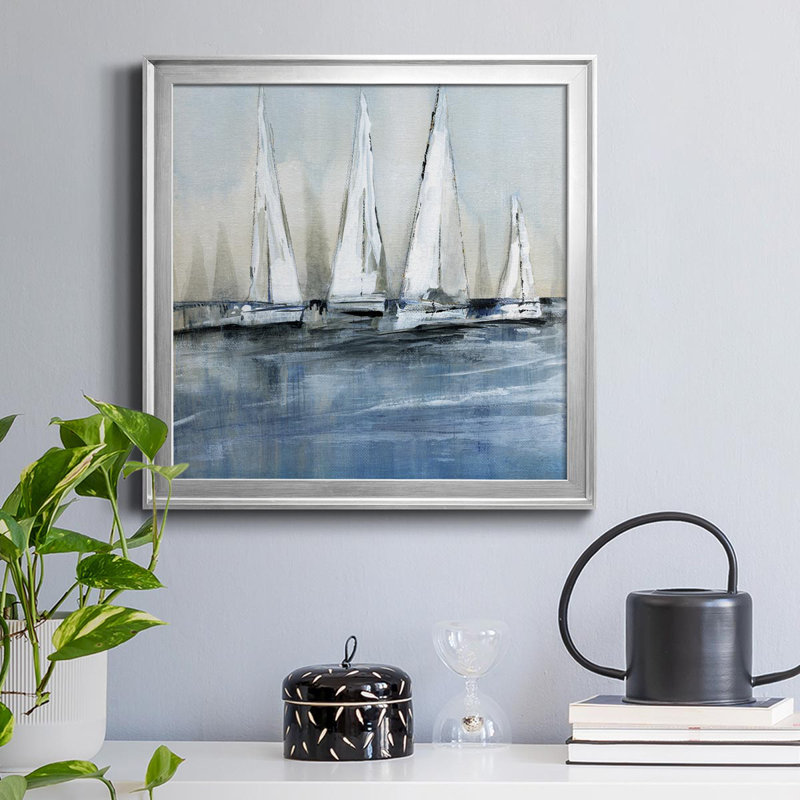 «Waiting for the Sun» - Peinture sur toile encadrée, H 34,5 po x l 34,5 po x P 1,5 po, Argent
