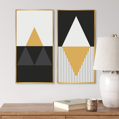 Minimalistic Abstract Designs in Retro Colors IV - Ensemble de 2 peintures