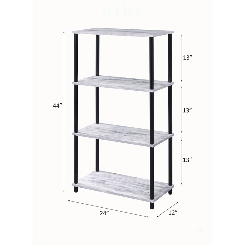 Bibliothèque à 4 niveaux de style industriel: structure KD, compartiments ouverts pour les collections et le rangement