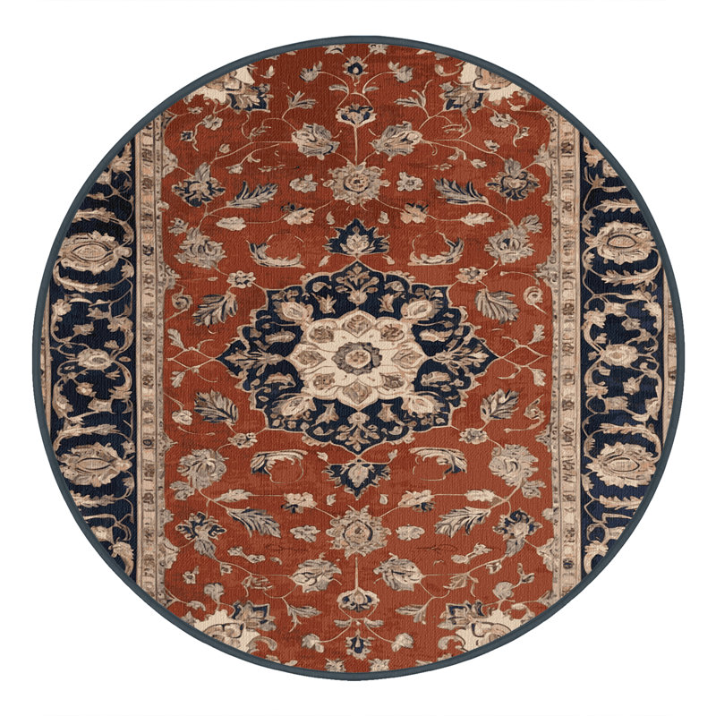 Machine Washable Persian Brown Area Rug, Round 5'