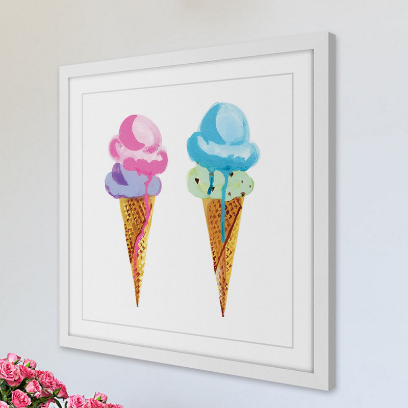 « ice crème » par molly rosner, reproduction d’art encadrée, 18 po H x 18 po L x 1,5 po D
