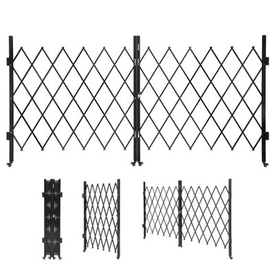 Barrière de sécurité extensible H 85 po x l 150 po à ciseaux robustes avec roulettes verrouillables pour le garage, l'allée et les portes