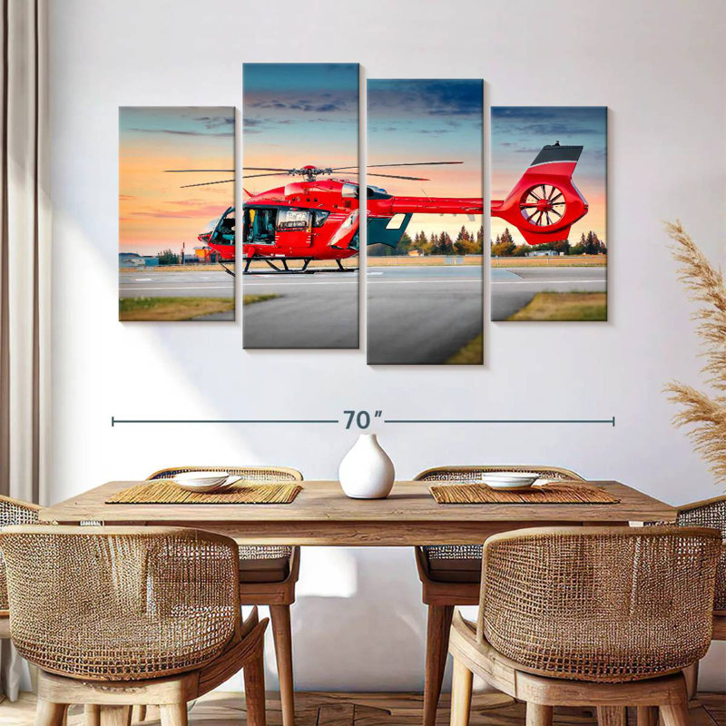 Mehar Red Helicopter, 42" H x 68" W
