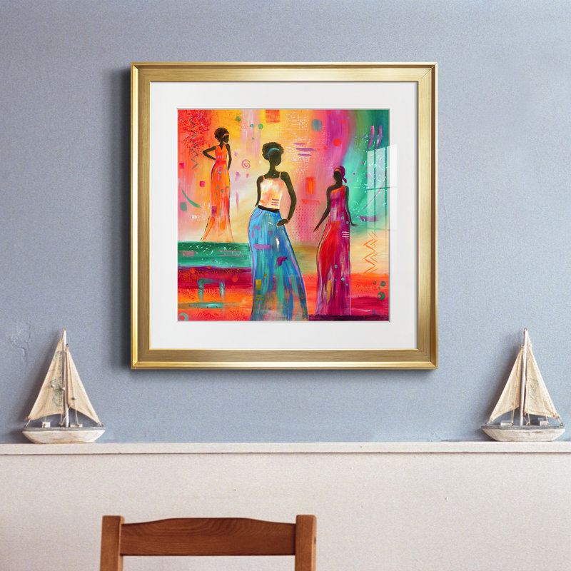 Strike a Pose II - peinture encadrée, Papier encadré doré, H 17,5 po x l 17,5 po x P 1,5 po