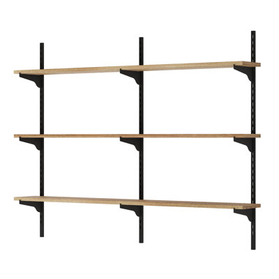 Tablette murale flottante 48 po x 6 po, étagère suspendue pour fournitures de bureau, étagère de salon, étagère boho décorative, décor de maison de campagne, planches en bois véritable, fixation murale, 3 niveaux, brûlé