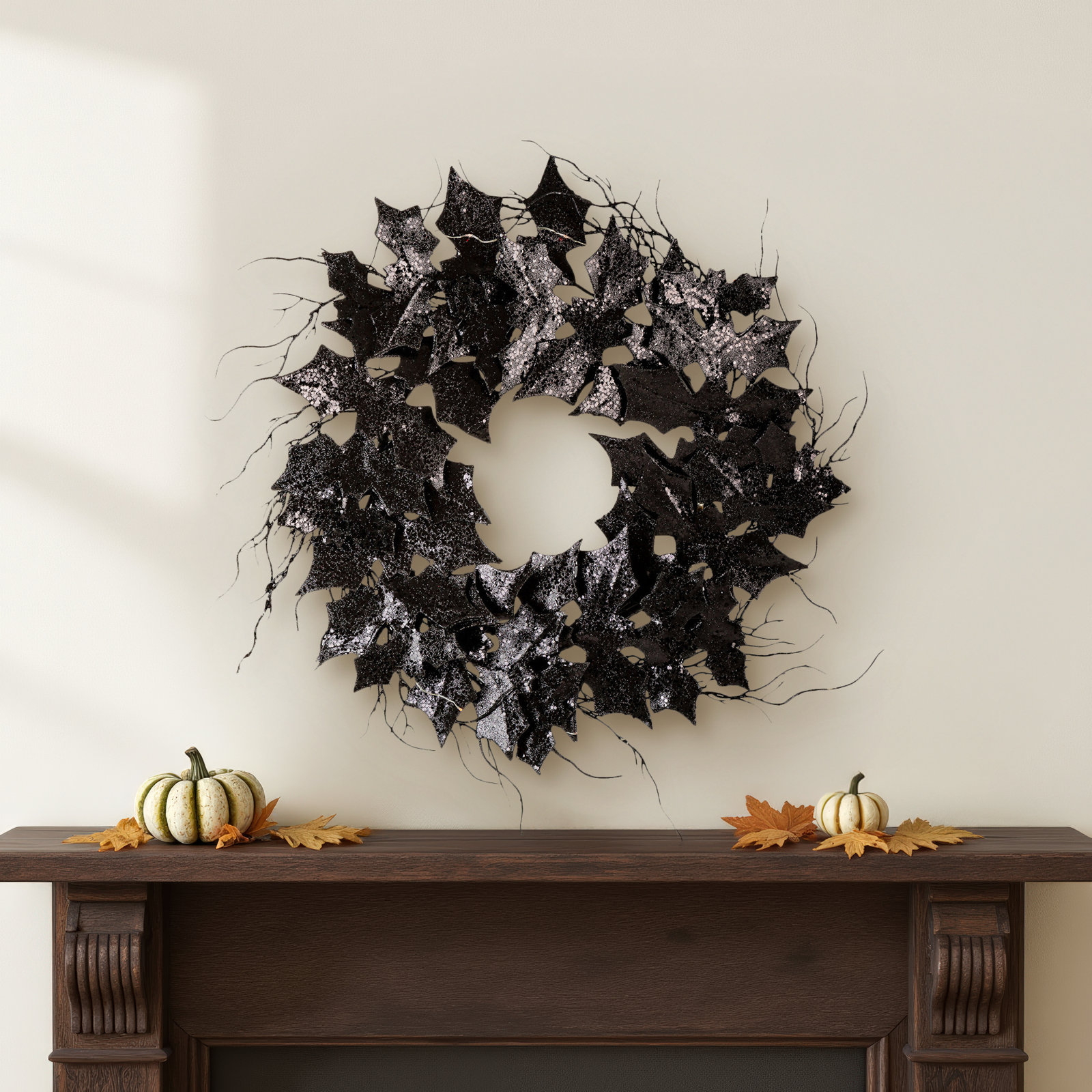 Wreath 26'' Halloween Lighted Polyethylene Plastic Wreath