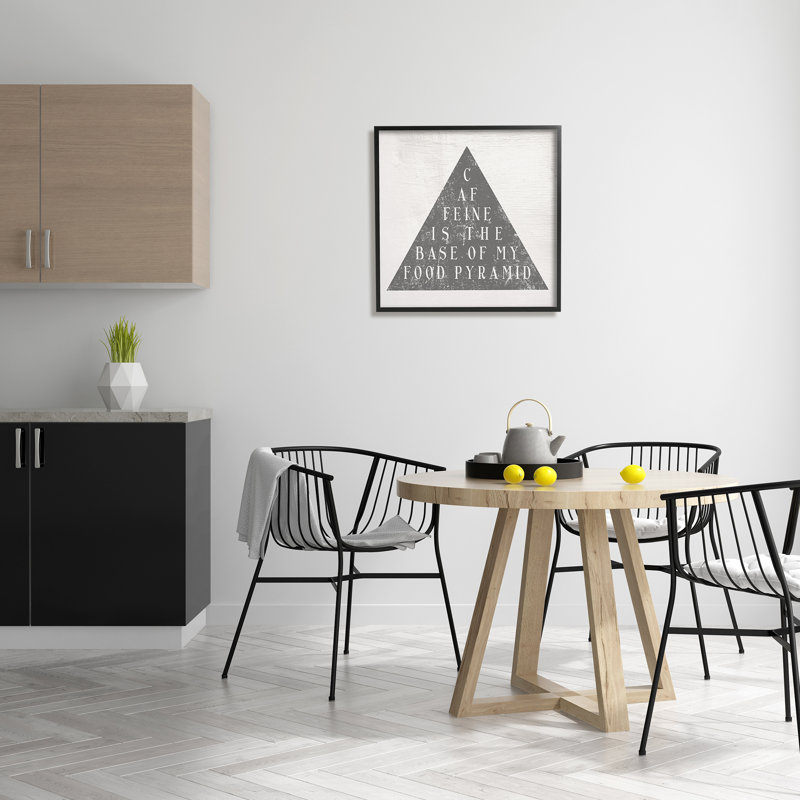 «Caffeine Is My Food Pyramid Funny Kitchen» par Daphne Polselli - impression d'art textuel, Giclée encadrée noir minuit