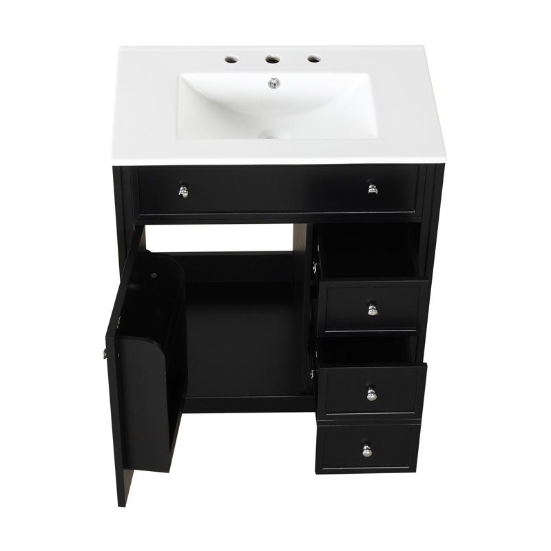 Meuble-lavabo élégant avec lavabo, rangement spacieux et design moderne pour un espace de salle de bain fonctionnel et élégant.