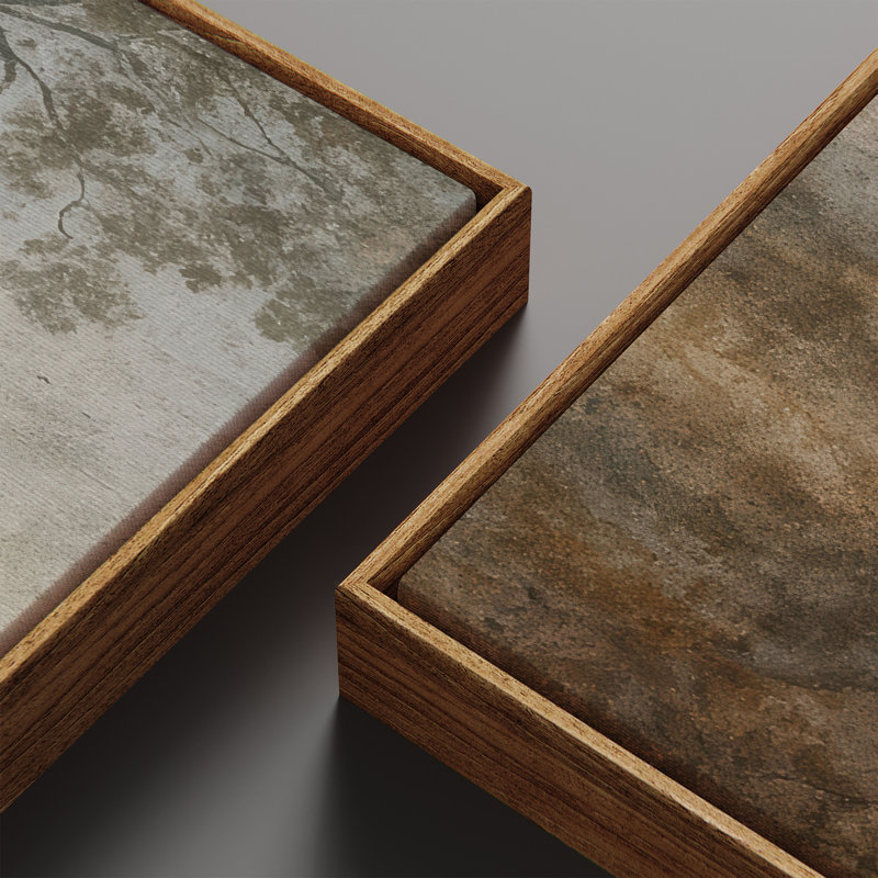 Soft Earth-Tone Landscape - Set of 2 Framed Wall Art Print on Canvas 60"x20"x2pcs, 60"x30"x2pcs, 60" H x 30" W, Natural