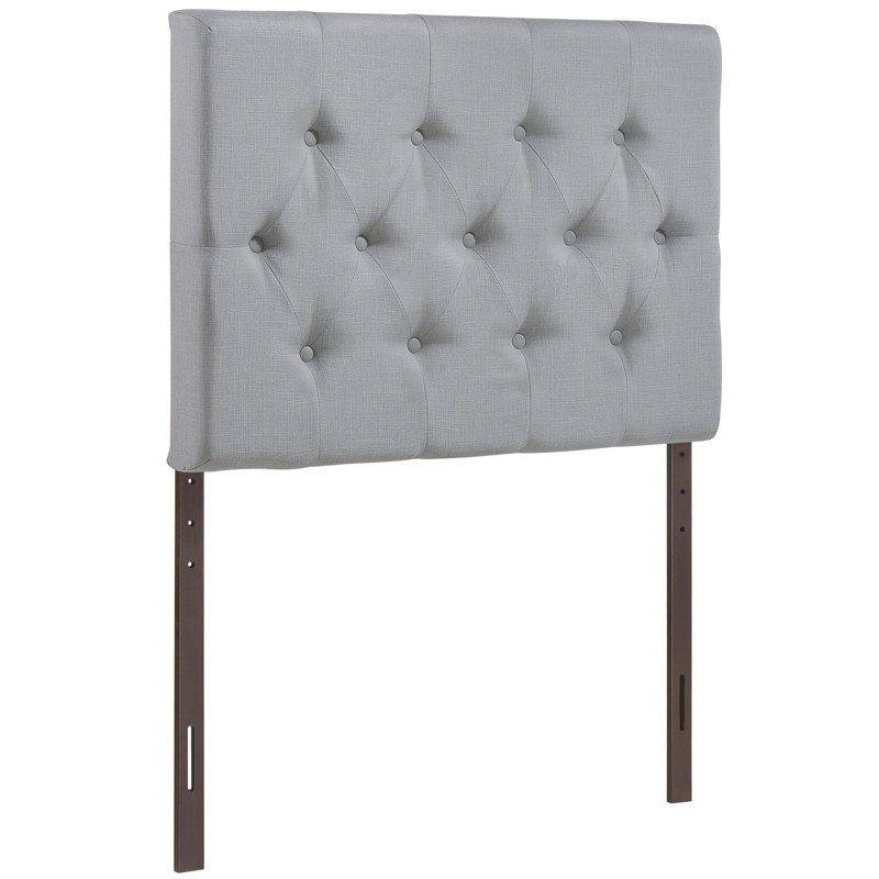 Tête de lit tapissier capitonné Clique, Gris, Simple