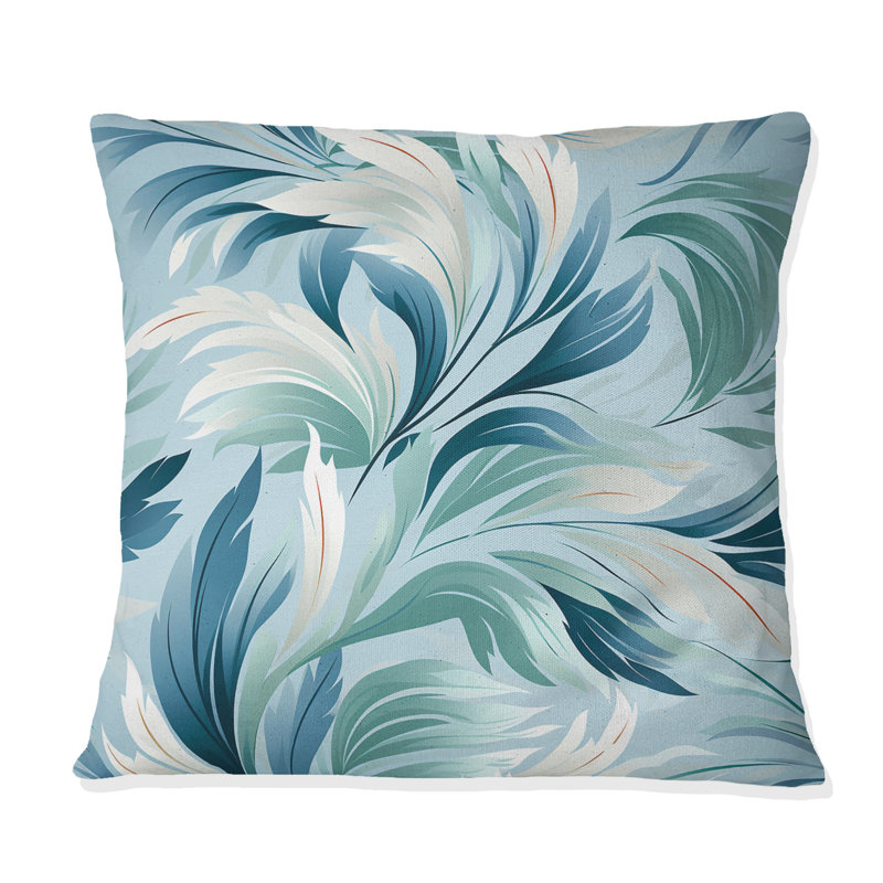 Coussin décoratif imprimé tropical Azure III, H 18 po x l 18 po