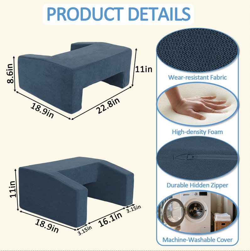 Bureau multifonctionnel non pliable avec coussins de recouvrement, coussin de lecture et de jeu pour la sieste, le travail et le canapé, housse lavable à la machine, gris foncé