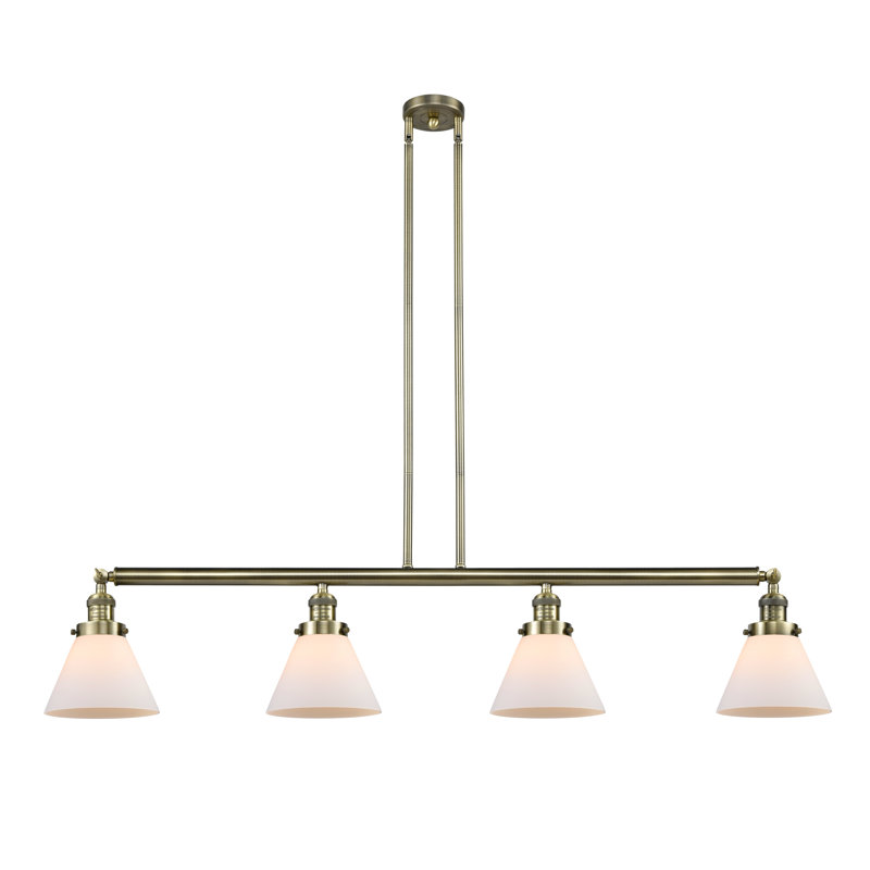 Lemieux 4 - Light Kitchen Island Pendant, Matte White, 10" H x 50.88" W x 7.75" D, Antique Brass