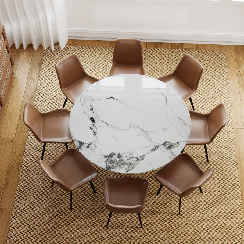 Ensemble de salle à manger à piédestal 59,05 po Alperton, Brun / Noir, Patek Blanche