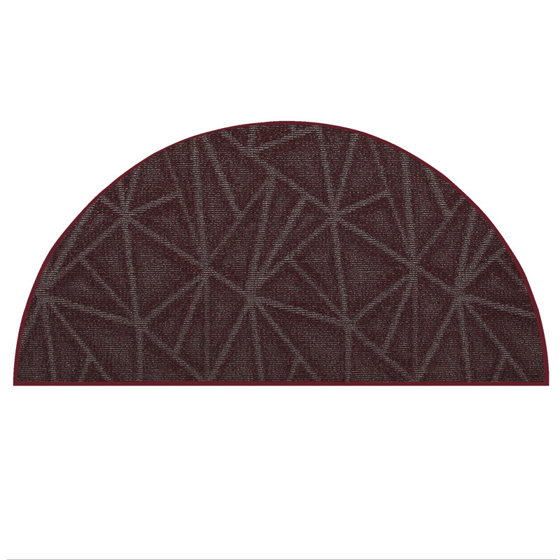 Tapis raffiné à motif raffiné bourgogne, Demi-cercle 5 pi 6 po x 11 pi