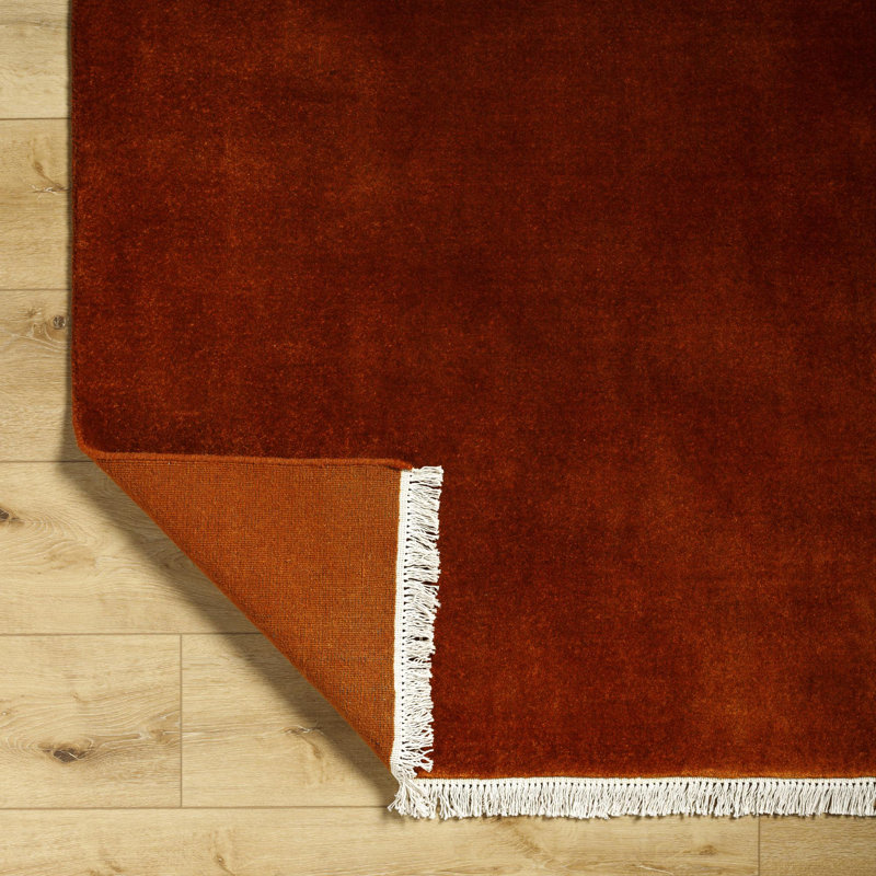 Tapis rouge en laine tissé à la main Clio, Carré 6 pi