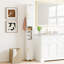 Armoire de rangement étroite pour salle de bain avec 2 portes, 2 tablettes ouvertes et porte-papier hygiénique blanc-132914726