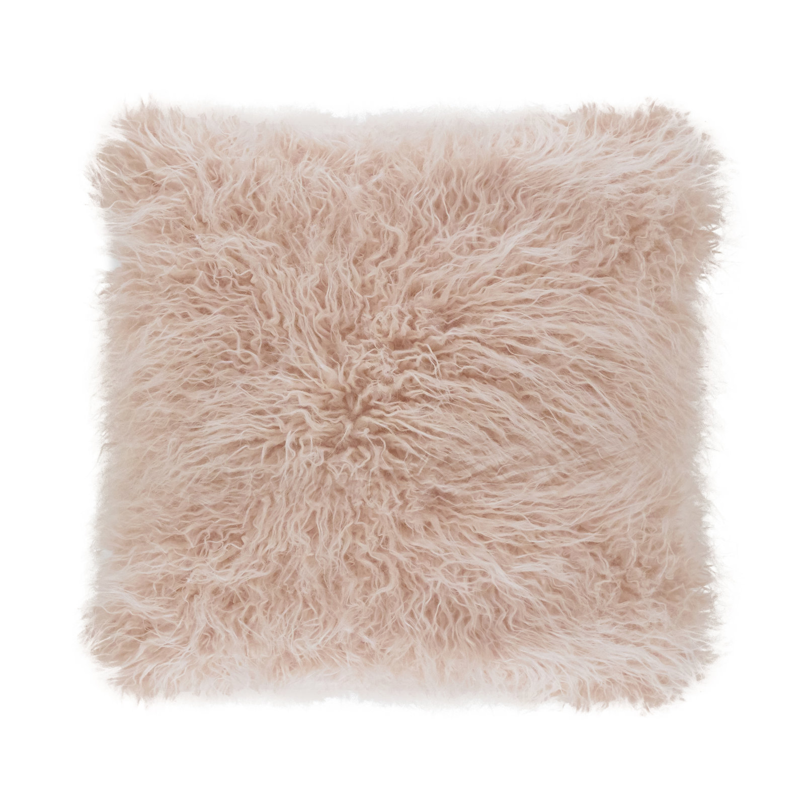 Faux Mongolian Collection Throw Pillow, Rose, 22"H x 22"W