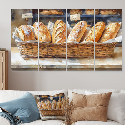 French Cafe Baguette Boulangerie I - ensemble d'art mural café français