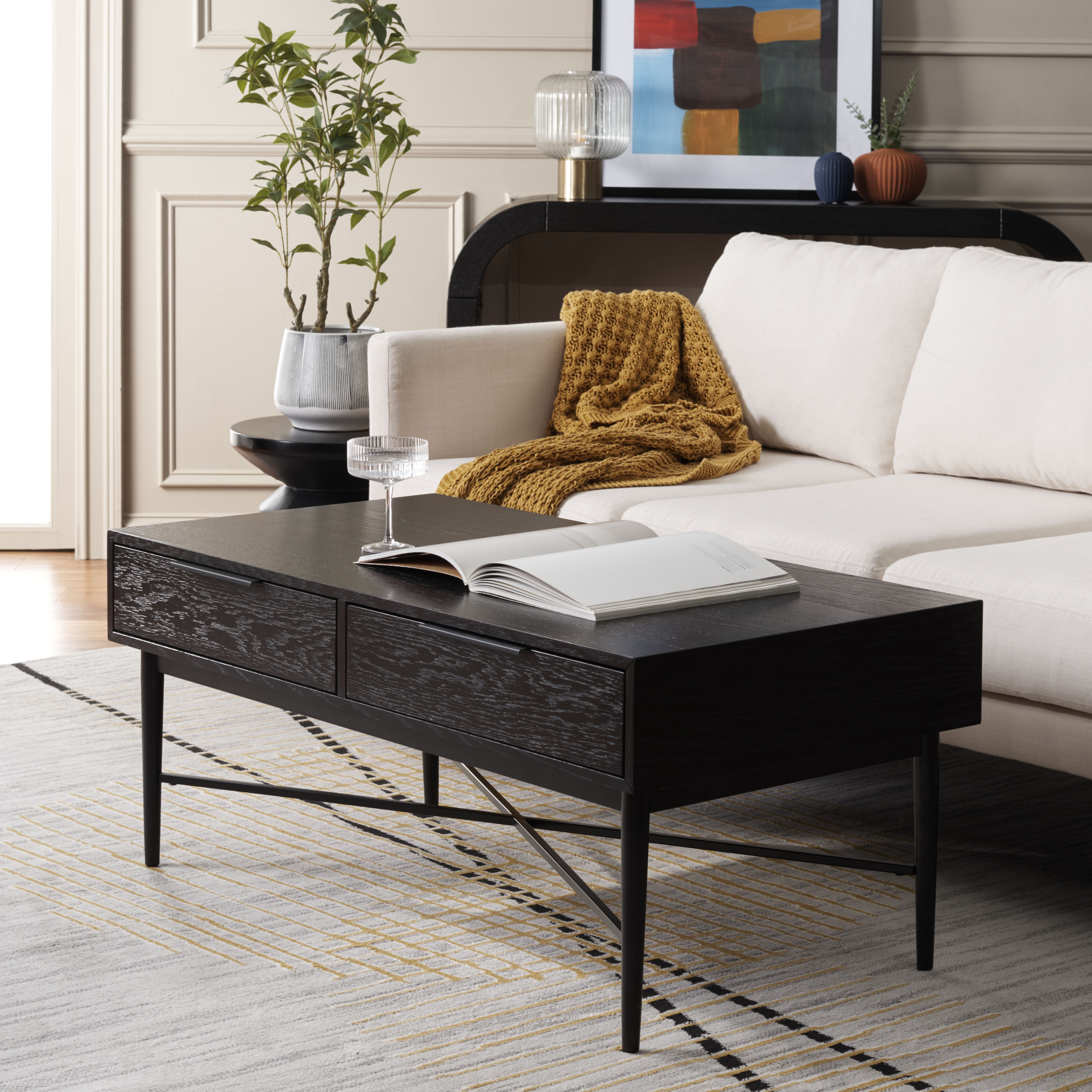 Latitude Run® 4 Legs Coffee Table with Storage - Wayfair Canada