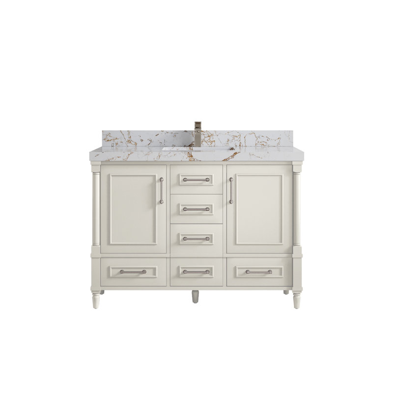 Meuble-lavabo simple avec comptoir 48 po Aberdeen, Doré Viola