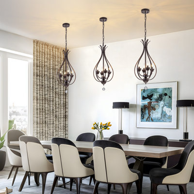 4-Light Candle-Style Chandelier, Farmhouse Oil-Rubbed Bronze Chandelier With Adjustable Chain For Dining Room, Entryway, Living Room