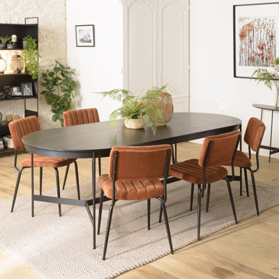 Ilmie Oak Oval Metal Base Dining Table