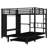 Full over Twin Bunk Bed with Built-in Wardrobe, Metal Bunk Bed with Trundle, Foldable Desk, Ladders, Noise-reduced design, Black-838299205