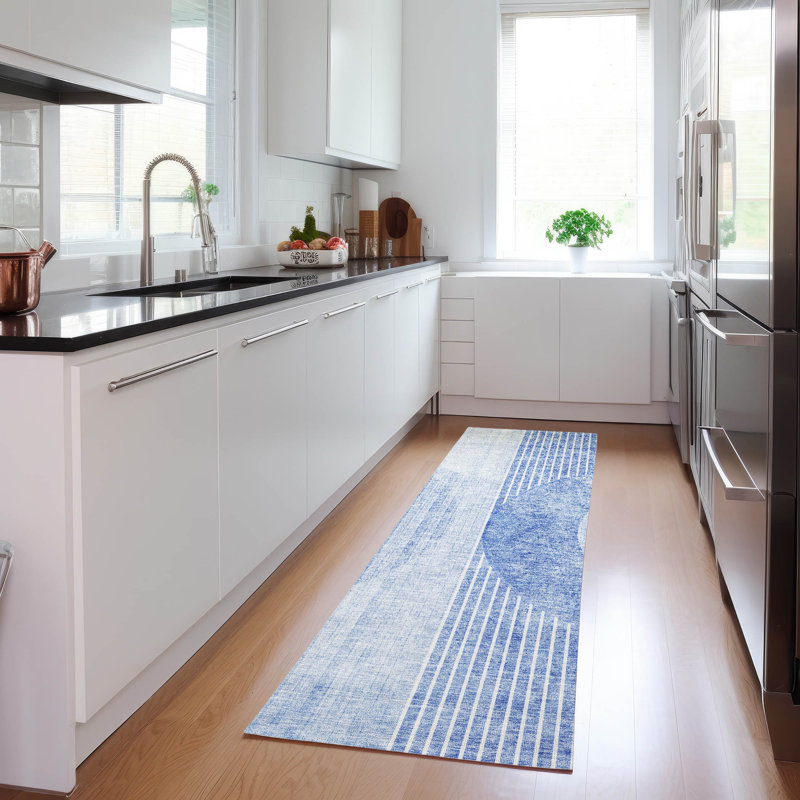 Washable Striped Indoor / Outdoor Rug, Runner 2'3" x 7'6"