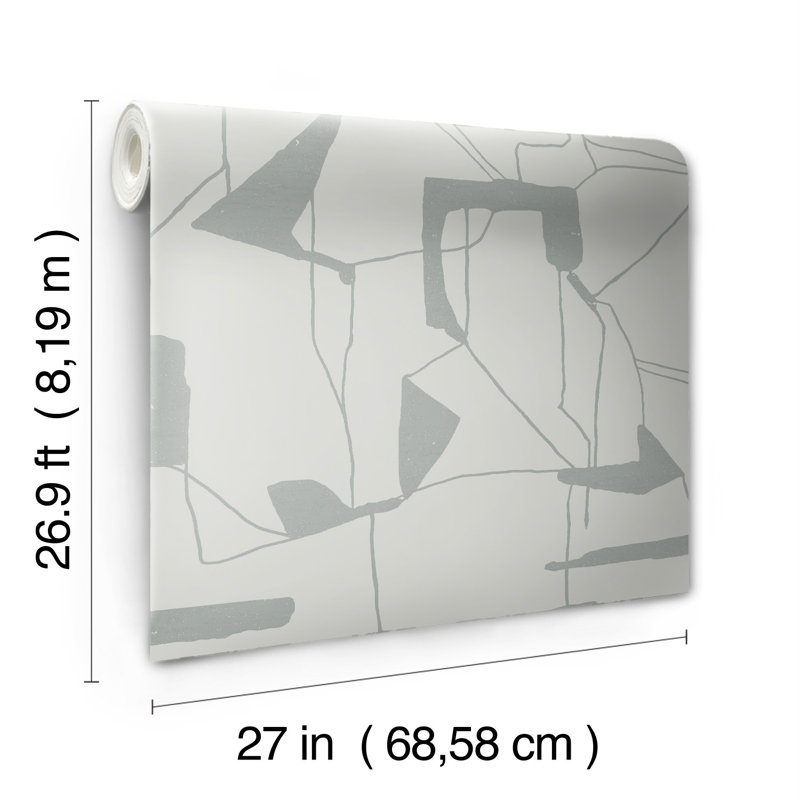 26.9' L x 27" W Wallpaper Roll, Gray