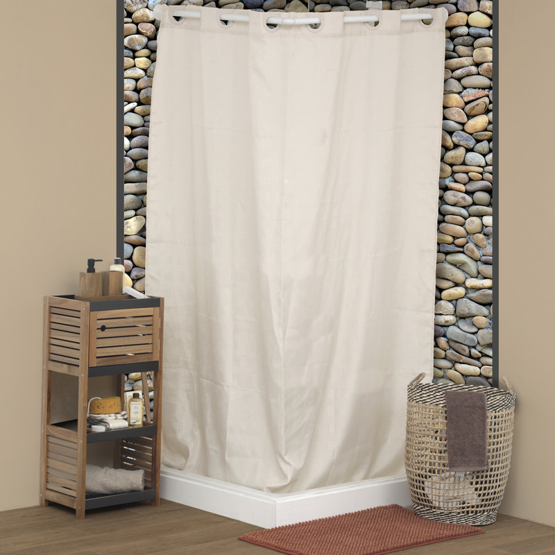 Compact Bathroom Storage Cabinet with Open Shelves and Vented Door, Brown and Grey - Elements Collection