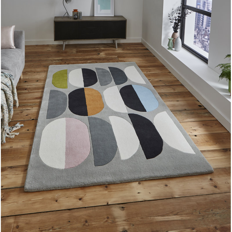 Inaluxe Tilton Hand Tufted Wool Grey Rug, Rectangle 120 x 170cm