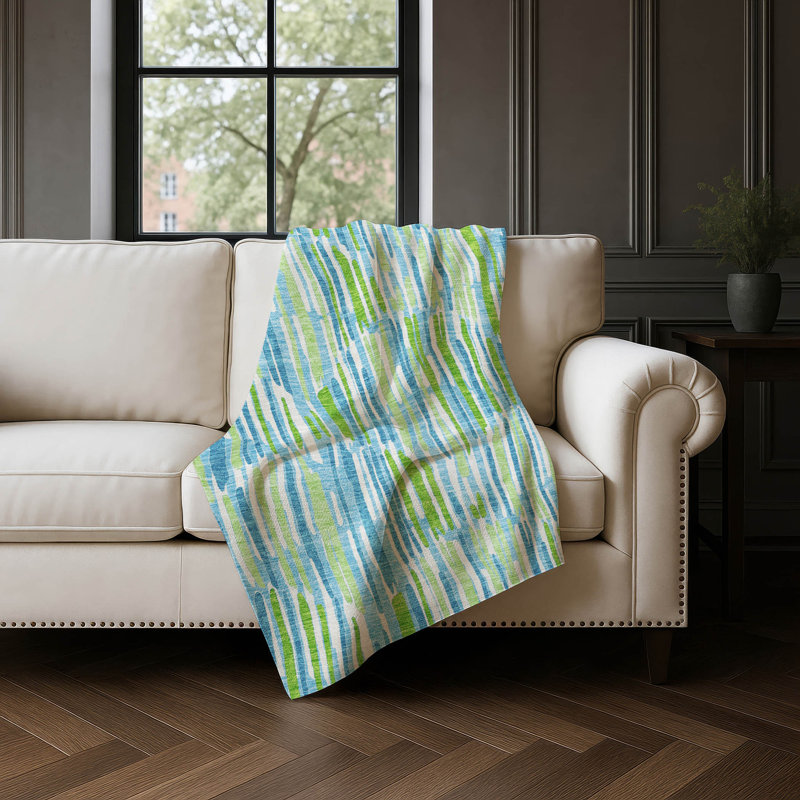 Jeté Sherpa ASB739, Turquoise / rayé