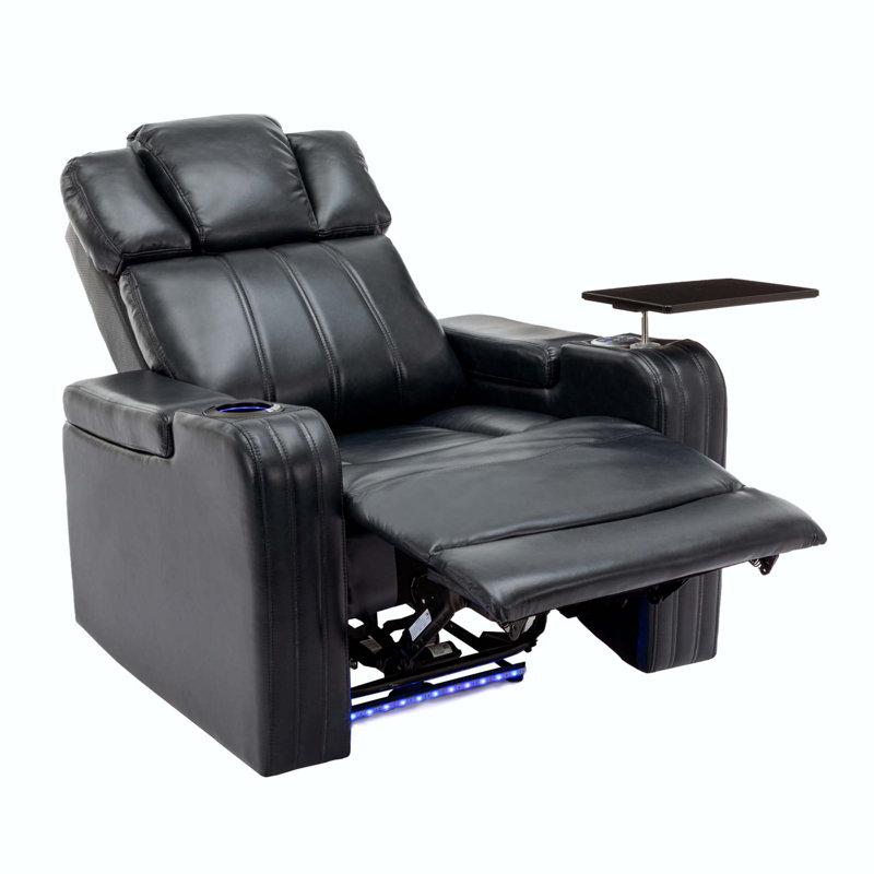 Fauteuil inclinable en cuir Ghida, Similicuir noir