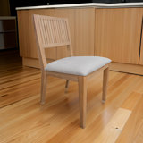 Ensemble de 2 chaises d'appoint de salle à manger Izya, cannelé, polyester blanc, bois massif brun