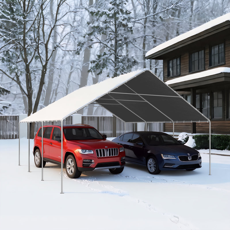 20 Ft. W x 20 Ft. D Carports, Waterproof & UV Protected Garage, Outdoor Canopy, Gray