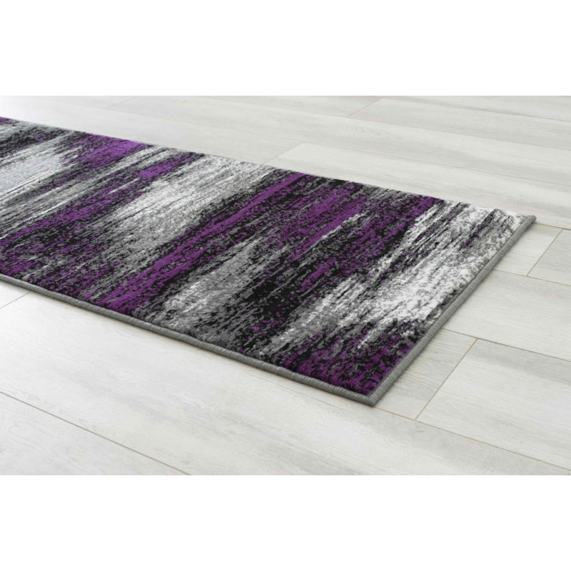 Tapis géométrique tissé à la machine, Tapis de couloir 2 pi x 7 pi