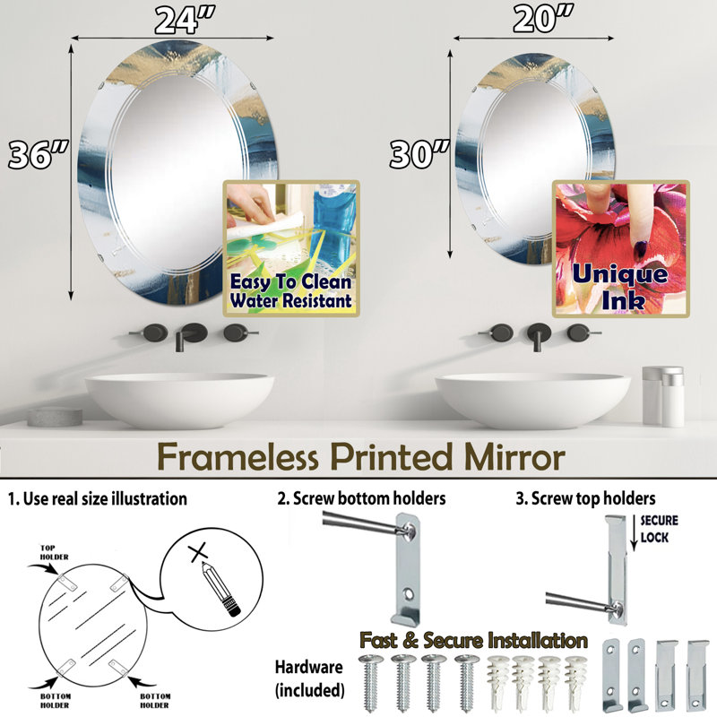 Miroir mural Gilpatrick, 30 po x 20 po