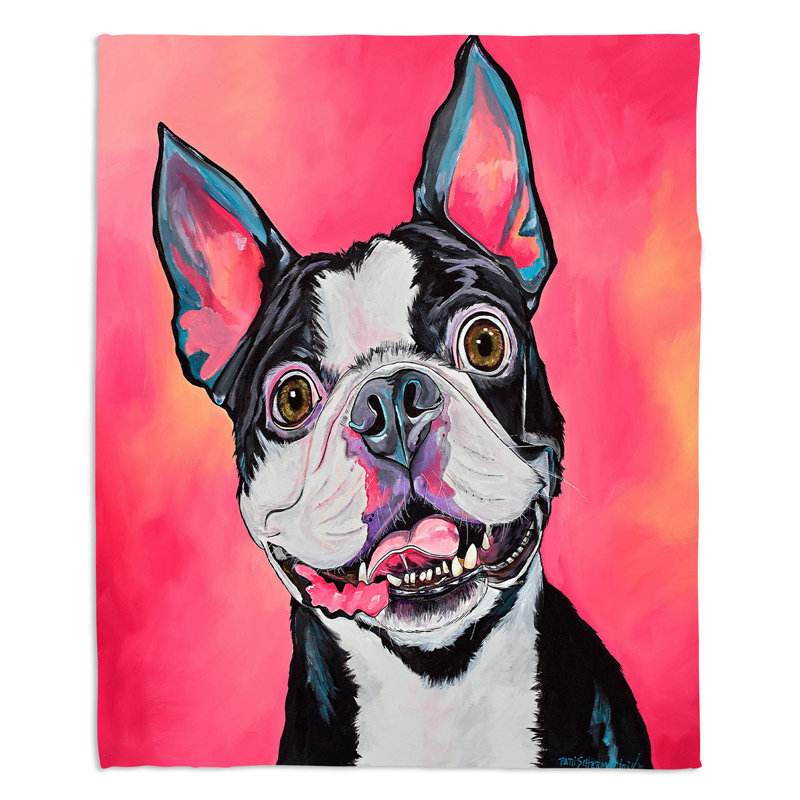  Jeté «All Smiles» Boston Terrier, l 51 po x L 60 po