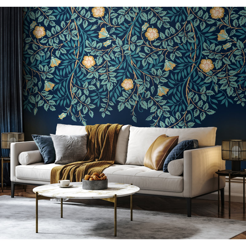 ClassicLiving Cascading Rosehip Matte Roll, Indigo/Teal Matt, 280cm L x 350cm W